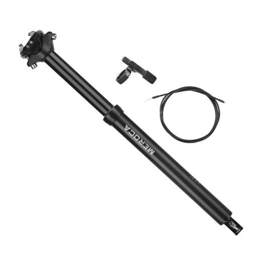 Tija telescópica para bicicleta Meroca con control por cable 27,2×425 mm recorrido 125 mm negra altura del sillín ajustable mientras se conduce