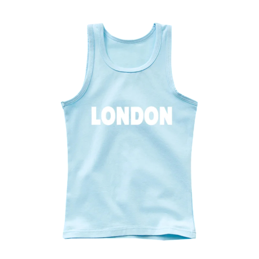 Tílko infantil de algodão com estampado London Camiseta sem mangas com decote redondo Top de verão confortável para rapazes e raparigas Várias cores