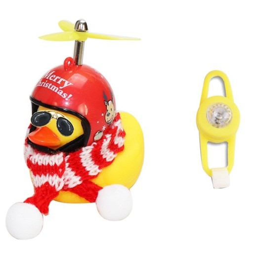 Timbre de bicicleta con forma de pato navideño y hélice