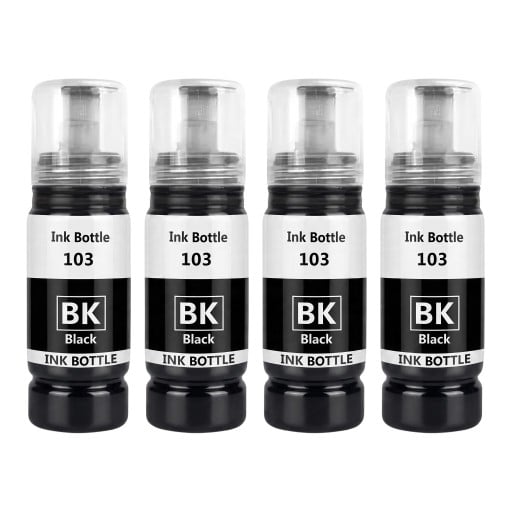 Tintenpatrone 103 4 Stk 70 ml Schwarze Tinte Für Drucker Epson EcoTank L1110 L3100 L3110 L3111 L3116 L3150 L3151 L3156 L3160 und 5190