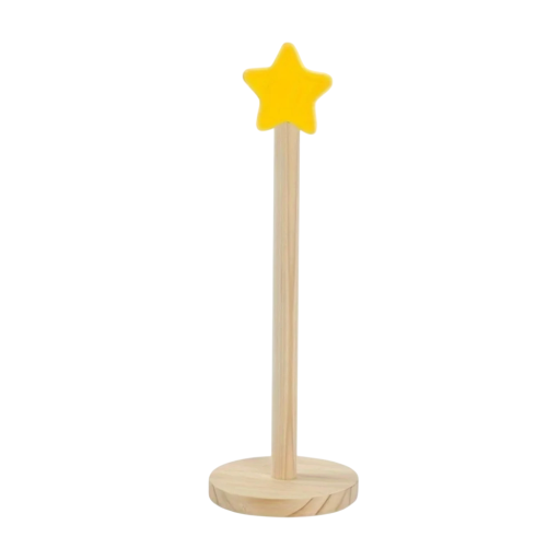 Tischhalter für Haarschmuck mit Stern 26 × 8 cm aus natürlichem Holz mit gelbem Stern Ständer zur Aufbewahrung von Haargummis, Haarbändern und anderen Accessoires