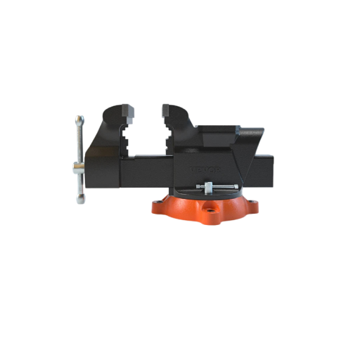 Tischschraubstock mit drehbarem Sockel 360° 36,5×15,1×18,9 cm aus Gusseisen schwarz-orange für die Werkstatt und feste Befestigung von Materialien