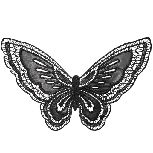 Tissu en dentelle noire avec motif de papillons 20 x 33 cm Mélange de polyester et de coton dentelle décorative pour embellir des robes, des vêtements