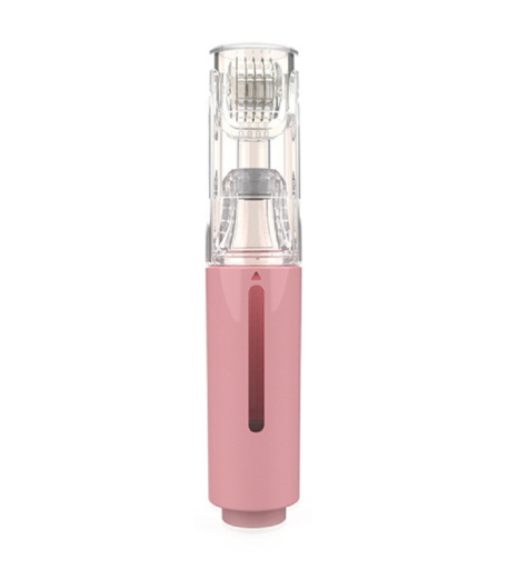 Titan-Nadelroller mit Serum-Applikator, Gesichtsroller mit 0,2 mm Mikronadeln, Derma-Roller für Lippen und Bärte, Mesotherapie für Bartwachstum und Lippenfeuchtigkeit, Massageroller mit 105 Nadeln und 10 ml Serumbehälter, 10,7 x 2,2 cm