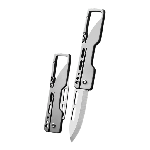 Titanium Foldekniv med Karabinhage 12 cm Rustfrit Stålklinge Udendørs EDC Lommekniv Camping Vandring Rejser Praktisk Lommeværktøj
