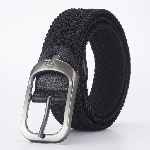 Tkaný elastický opasok unisex Šírka 3,3 cm Pružný textilný opasok s kovovou prackou Módny doplnok k džínsom Šortkám i nohaviciam