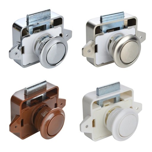 Tlačítkový nábytkový zámek 26 mm pro dveře 15–27 mm slitina zinku karavanový zámek proti otevření pro skříňky a dvířka