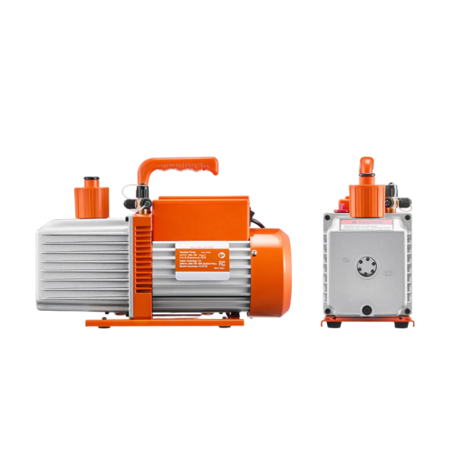 To-trins vakuumpumpe 9 CFM 0,2 Pa med olieflaske 27,5x22,5x12 cm orange til professionel service af klima- og køleteknik