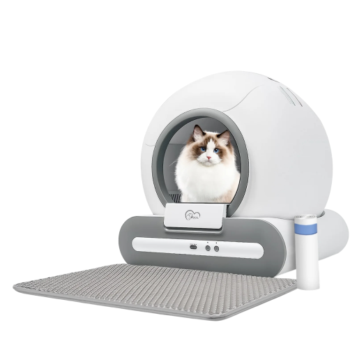 Toaletă automată pentru pisici 54 x 60 x 55 cm Toaletă inteligentă auto-curățată cu aplicație Plastică pentru pisici mari Gospodării cu mai multe