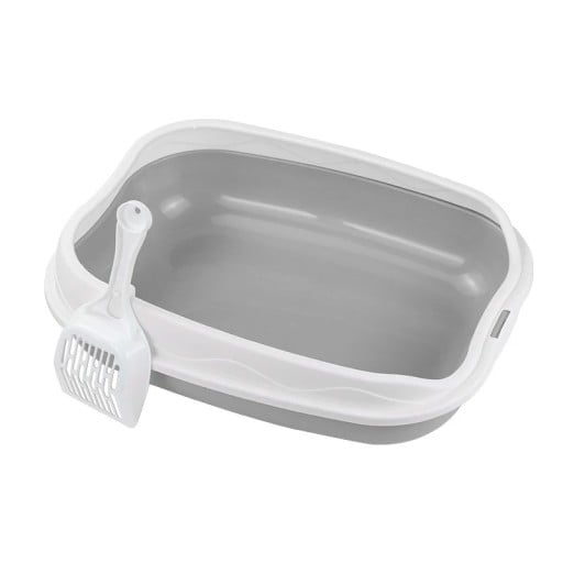 Toaletă din plastic semiînchisă pentru pisici 42 x 29 x 14 cm Împotriva stropirii Castron igienic pentru pisici mari și cățeluși Ușor de curățat