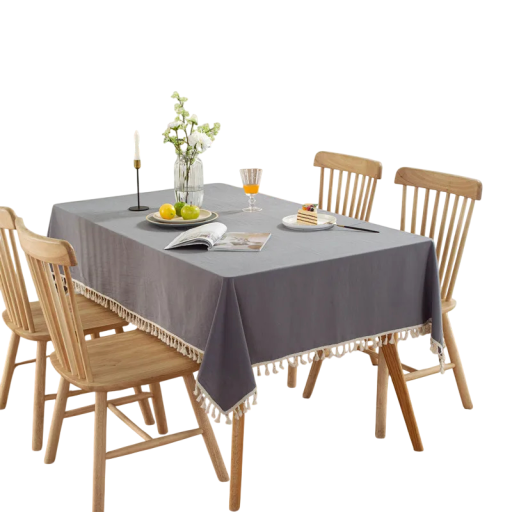 Toalha de mesa de algodão com franjas 90 × 140 cm Toalha de mesa lavável para refeições de casamento festa banquete decoração