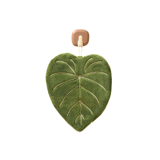 Toalla de mano 25 x 21 cm Toalla de cocina y baño de poliéster con motivo de hoja Doble capa