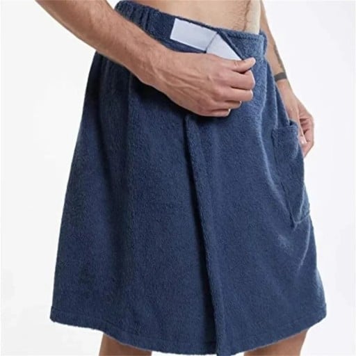 Toalla de sauna para hombre de microfibra Coral Fleece con bolsillo y velcro Toalla de sauna suave y absorbente Toalla de baño de secado