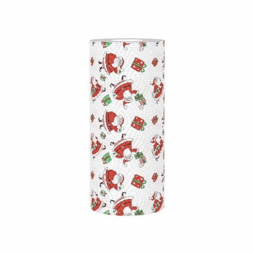 Toallas de papel de cocina navideñas 1 rollo 48 hojas Toallas absorbentes resistentes Motivo Santa Claus Toallas decorativas navideñas para limpieza