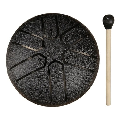 Tobă din oțel cu trestie 75 × 75 mm, 6 tonuri, mini handpan, instrument de meditație, tambur de ploaie pentru yoga, relaxare