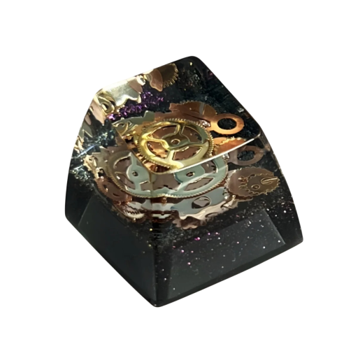 Toetsafdekking met steampunk motief van tandwielen 1,8x1,8 cm hars SA R1 profiel voor mechanisch toetsenbord MX