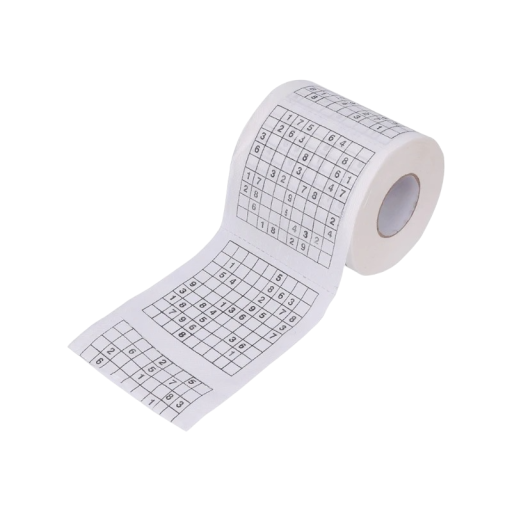 Toiletpapir med sudoku Sjovt toiletpapir 1 rulle/240 stk.