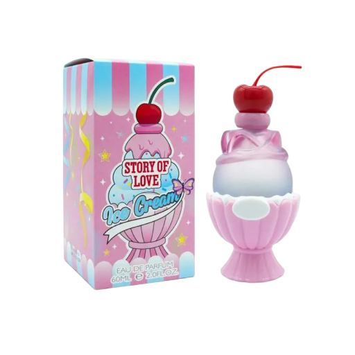 Toiletwater Story of Love Ice Cream dessertgeur 60 ml spray roze flacon in de vorm van een ijscoupe voor dagelijks gebruik en als cadeau