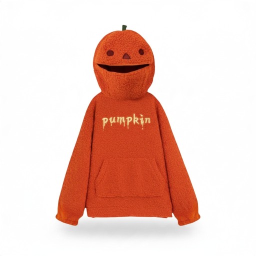 Tök jelmez Kapucnis pulóver tök formájában Bárány plüss Hímzett felirat Pumpkin Zsebes Poliészter Narancssárga Halloweenra