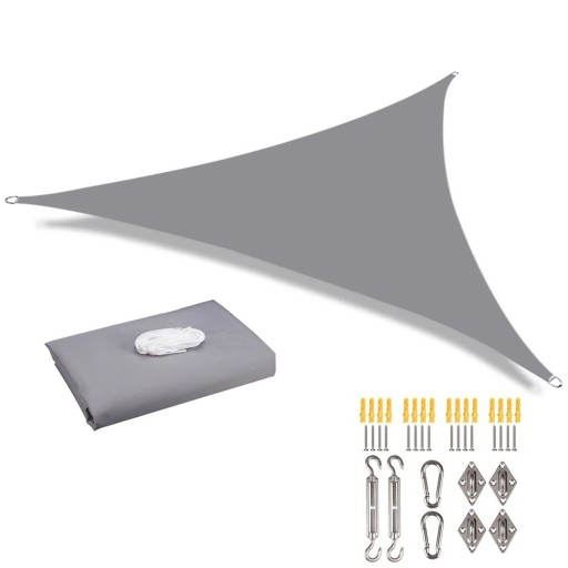 Toldo triangular impermeable 3x3x3 m con filtro UV del 98% Lona para terraza jardín balcón camping con juego de accesorios de 24 piezas
