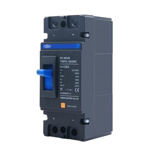TOMZN 2P DC 1000 V MCCB solcelleafbryder 125 A 64 x 150 mm overbelastningsbeskyttelse støbt hus sikker strømstyring til FV-systemer