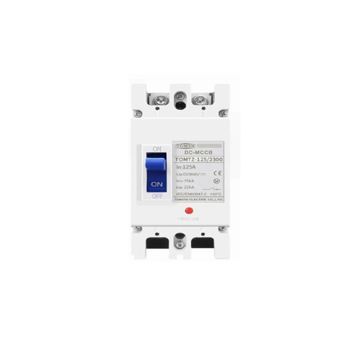 TOMZN solární jistič MCCB 2P 125 A 43 x 165 x 80 mm ochrana proti přetížení odolnost do 105 °C bezpečnostní prvek pro fotovoltaické FV systémy