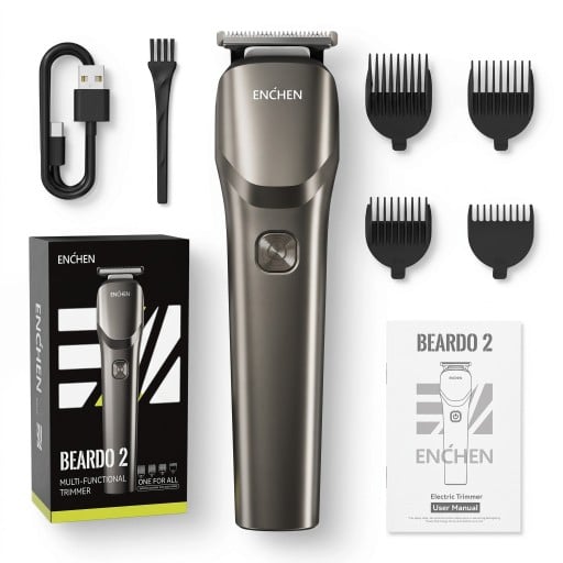 Tondeuse à cheveux pour hommes Rechargeable via USB-C 1200 mAh Autonomie 90 minutes 155 x 39 mm 4 peignes 3–12 mm Grise Tondeuse à cheveux