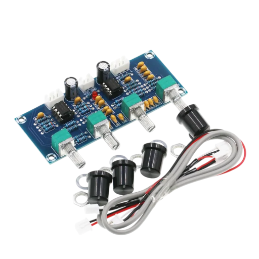 Tónuslemez előerősítő magasság-, mély- és hangerőszabályzóval 9,6 x 3,9 cm Hi-Fi audioerősítő modul DC 12–24V