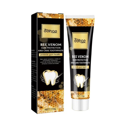 Toothpaste for Gum Care with Bee Venom 120 g Cleaning Paste for Oral Hygiene Black-Gold Tube for Daily Tooth Cleaning