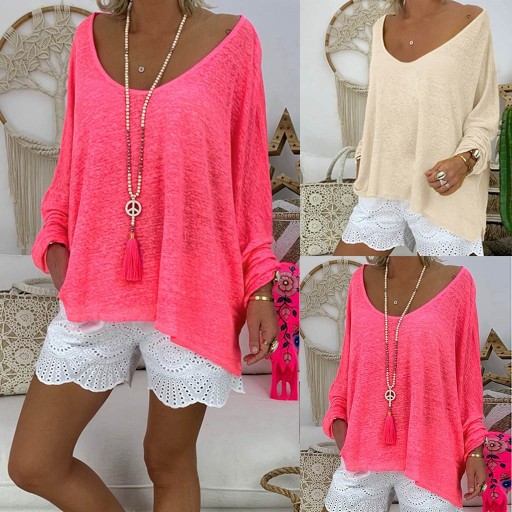 Top asimmetrico da donna con scollatura rotonda