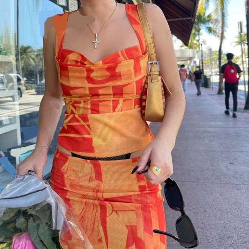 Top corto da donna e gonna B1072