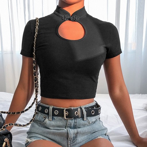 Top corto nero da donna