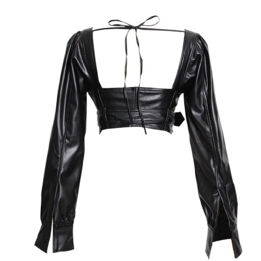 Top court en cuir pour femmes P1789