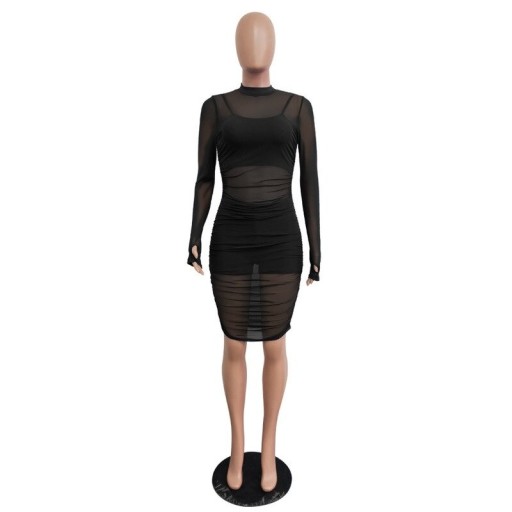 Top court pour femme, shorts et robe transparente