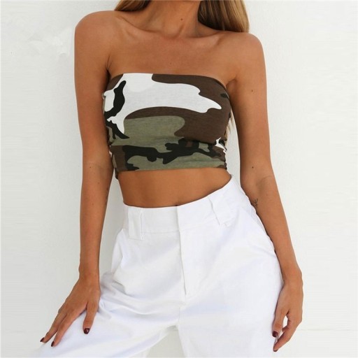 Top crop camuflado feminino