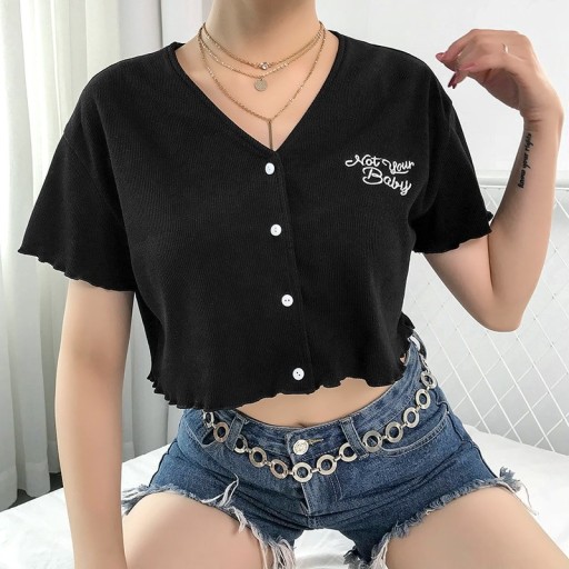 Top crop feminino com botões