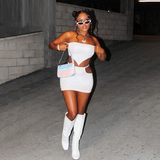 Top crop feminino e saia B1185