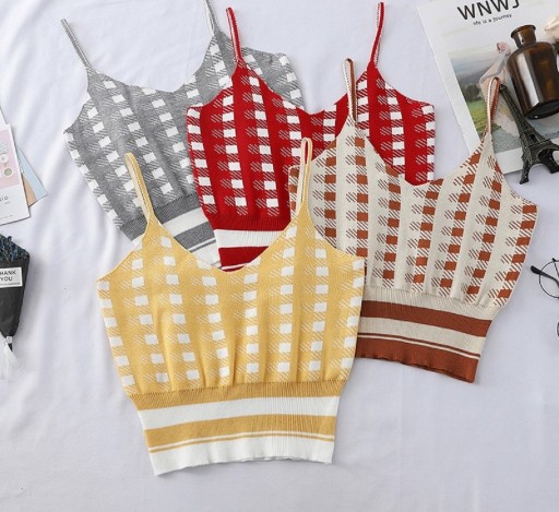 Top crop xadrez feminino A1208