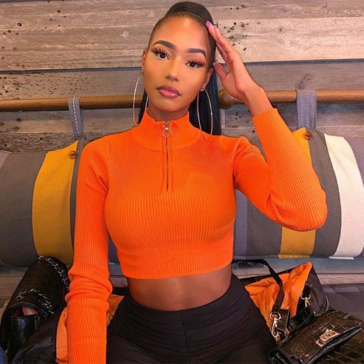 Top cropped de malha feminino A2178