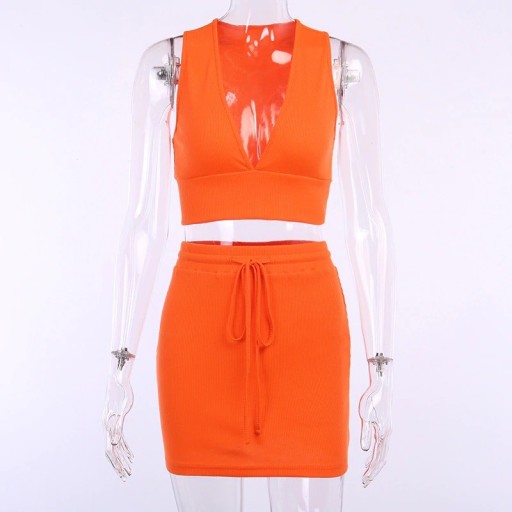 Top cropped e saia femininos B983