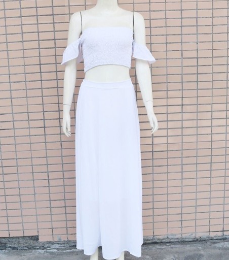 Top cropped feminino e saia B1087