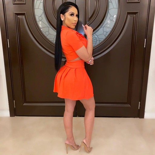 Top cropped feminino e saia B1268