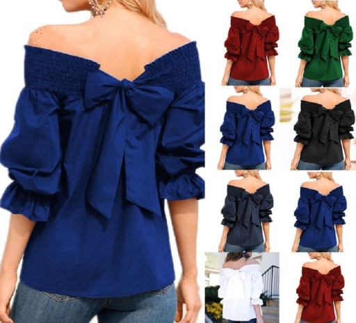 Top da donna arricciato con fiocco