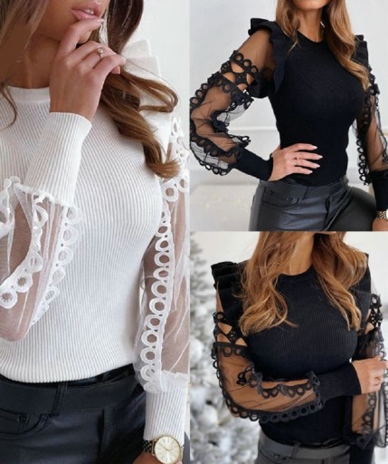 Top da donna con maniche arricciate