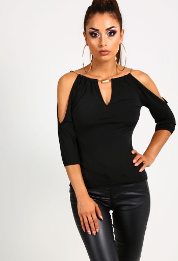 Top da donna con spalle scoperte nero