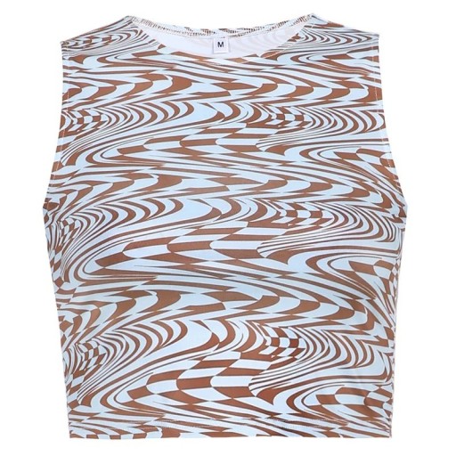 Top damă crop cu model simplu Decolteu rotund Bretele late Poliester spandex top modern confortabil