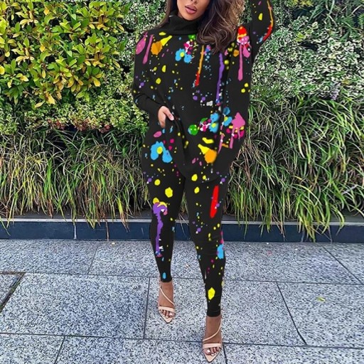 Top damski z długimi rękawami i legginsy B995