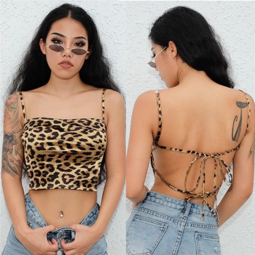 Top de verão feminino com padrão de leopardo