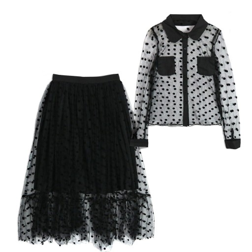 Top e gonna da donna con pois