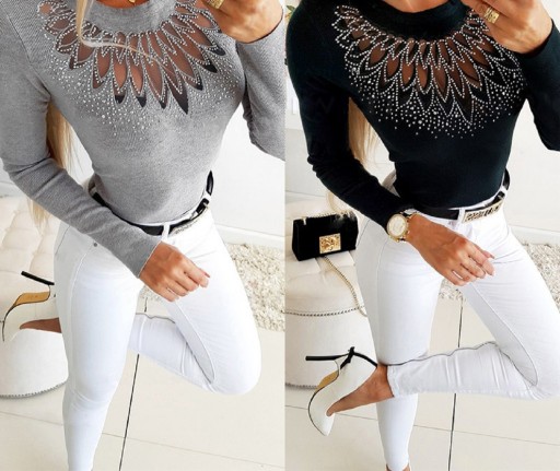 Top feminino com decote decorativo